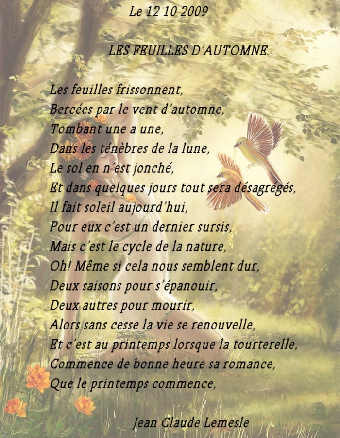 Les Feuilles D'automne Poeme Verlaine les feuilles d'automne poeme de jcl
